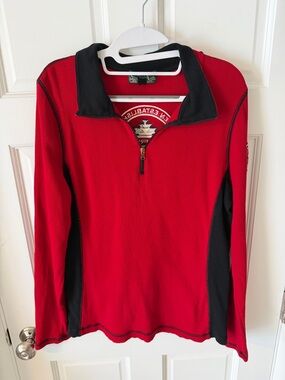Vintage Lauren Ralph Lauren Active Aztec
Crest Thermal 1/4 Zip Top Red Black XL